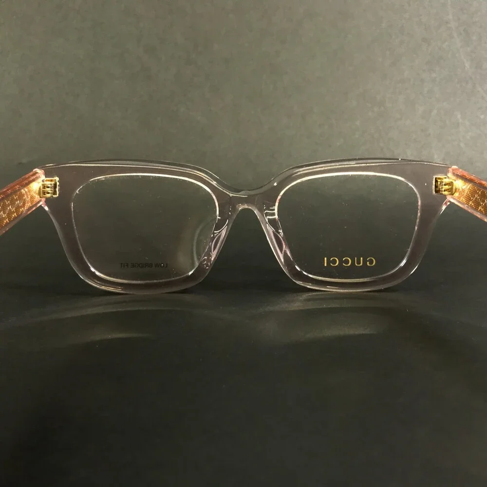 Gucci Eyeglasses Frames GG02067OL 007 Transparent Pink Asian Fit Thick 52-20-145